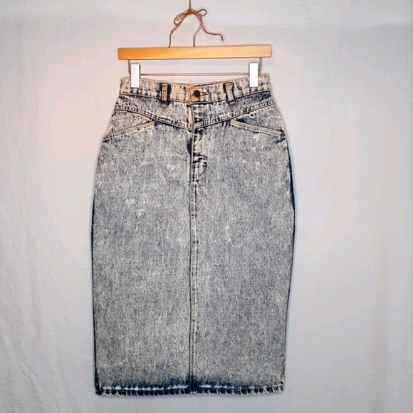 Vintage Acid Wash Denim Pencil Skirt - Picture 1 of 5